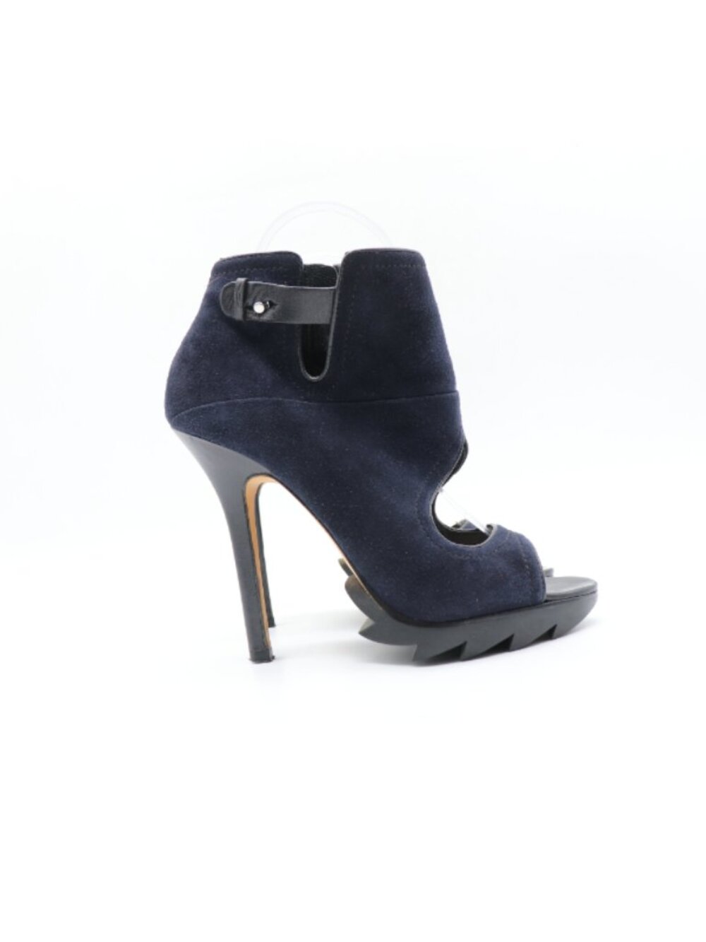 Camilla Skovgaard Women's 37 High Heel Open Toe Navy Blue Suede Platform Bootie